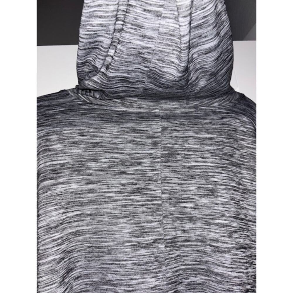 Talbots Space-Dyed Knit Poncho One Size Black White Heathered Casual Hoodie - Picture 8 of 9